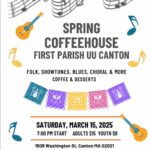 March 15, 2025 – Spring Coffeehouse Concert at First Parish Unitarian Universalist Canton (7:00 p.m.)